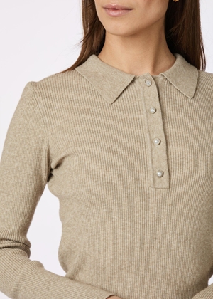 Panama knit bluse Beige Melange Neo Noir 